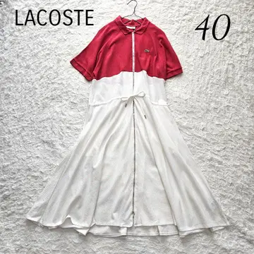 LACOSTE 지퍼 컬러 블록 코튼 프티 피케 폴로 드레스
