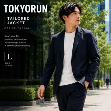 새상품 TOKYO RUN 테일러드 자켓 경량 스트레치 남성용 블랙 L