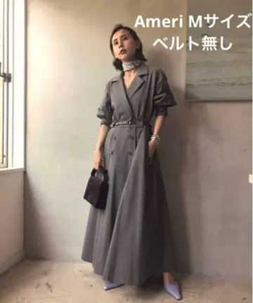 Ameri VINTAGE LONG COAT LIKE BELT DRESS