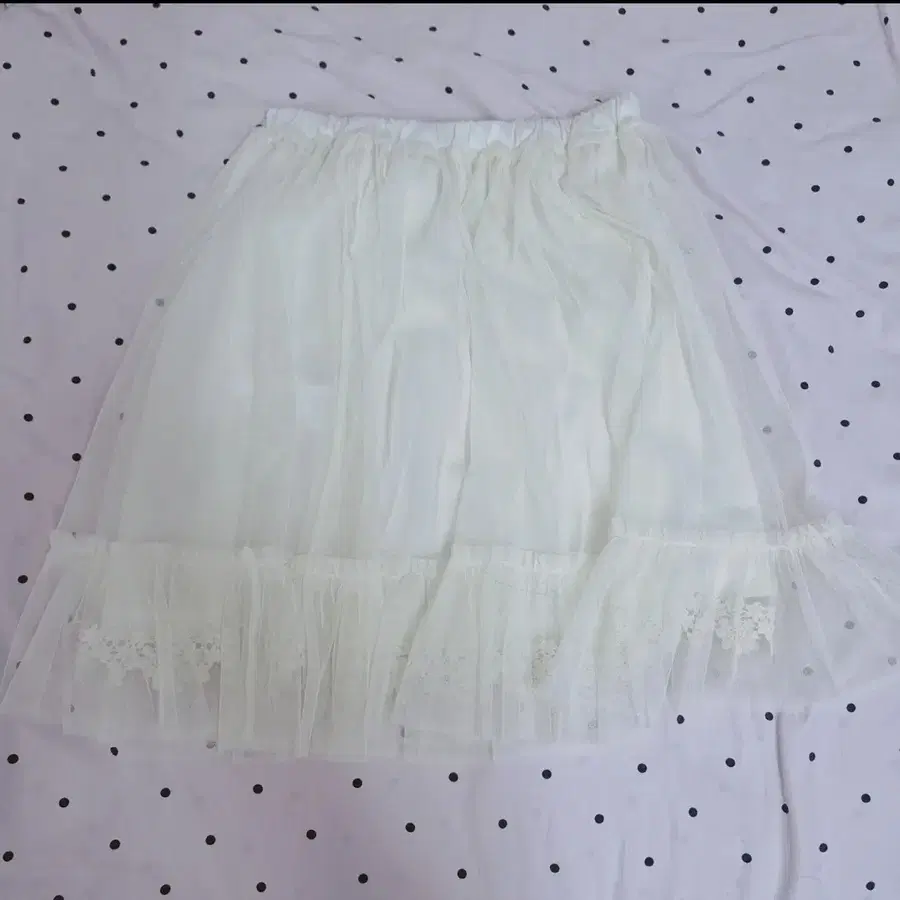 일본 빈티지] 아이보리 프릴 샤 미디스커트