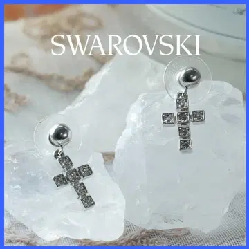 세일 SWAROVSKI 크로스 모티브 귀걸이 실버 컬러