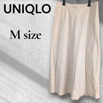 새상품급 UNIQLO 유니클로 린넨 혼방 플레어 스커트 M 베이지 봄/여름 상쾌함