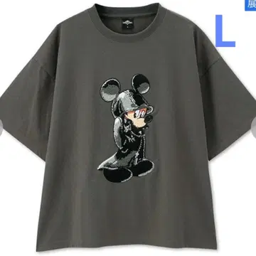 킹덤하츠 Disney 미키마우스 자수 T셔츠 다크 그레이