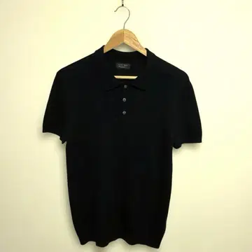 ZARA 니트 피케 셔츠 네이비 남성용 레이온 혼방