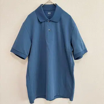 UNIQLO 피케 셔츠 블루 M 사이즈 폴리에스테르