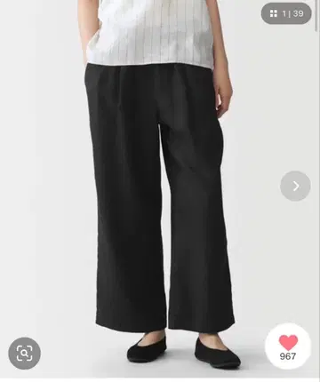 무인양품 린넨 팬츠 블랙 M