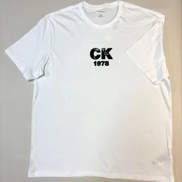 Calvin Klein T셔츠 XL 사이즈 반팔 상의 남성용 화이트 CK
