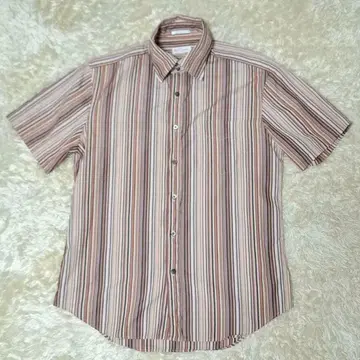 Paul Smith London 반팔 셔츠 스트라이프 브라운 계열 세탁 완료