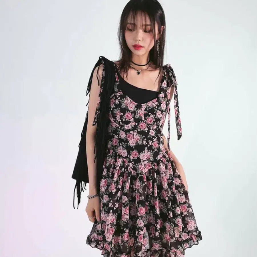 플라워 미니 나시 원피스 바이너리원