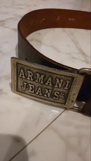 아르마니 진스 로고 버클 가죽 벨트 브라운 계열 ARMANI JEANS