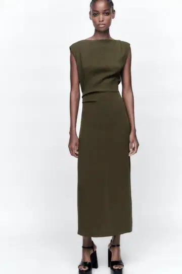ZARA 슬리브리스 원피스 카키 M
