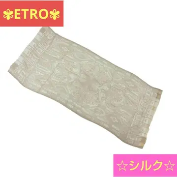 [ ETRO ] 에트로 페이즐리 무늬 실크 대형 스카프 골드 계열