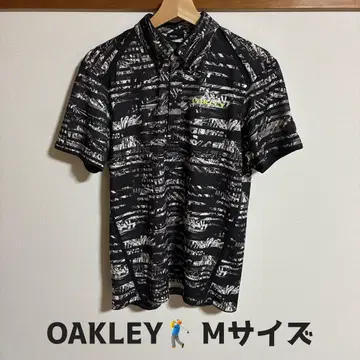 OAKLEY 오클리 올 패턴 반팔 피케 셔츠 블랙 골프 M 사이즈