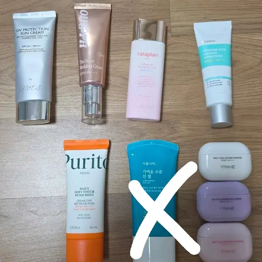 낫츠 선크림, OHSOPH 웨딩 크림, 라타플랜 선크림, 퓨리토 선크림, 식물나라 선젤 총 6종