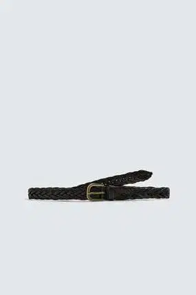 ZARA 뜨개질 가죽 롱 벨트 다크 브라운