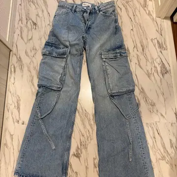 ZARA 카고 데님 팬츠 라이트 블루 EUR32