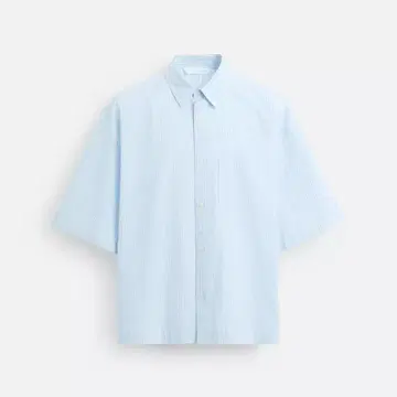 [ ZARA ] 박시핏 스트라이프 셔츠 ( 라이트 블루 )