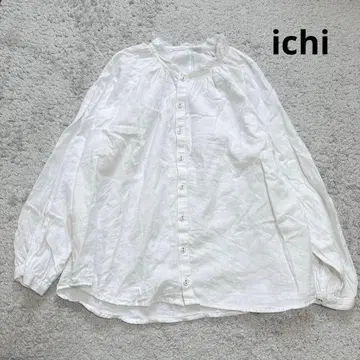 이치 ichi 프린지 칼라 와이드 블라우스 린넨 블렌드 화이트