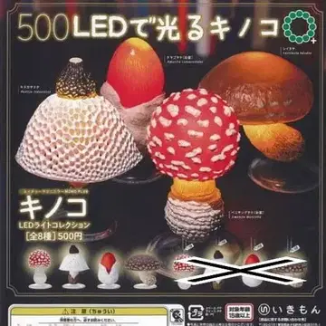 가챠 버섯 LED 라이트 컬렉션 4종 세트 (받침대 세트)