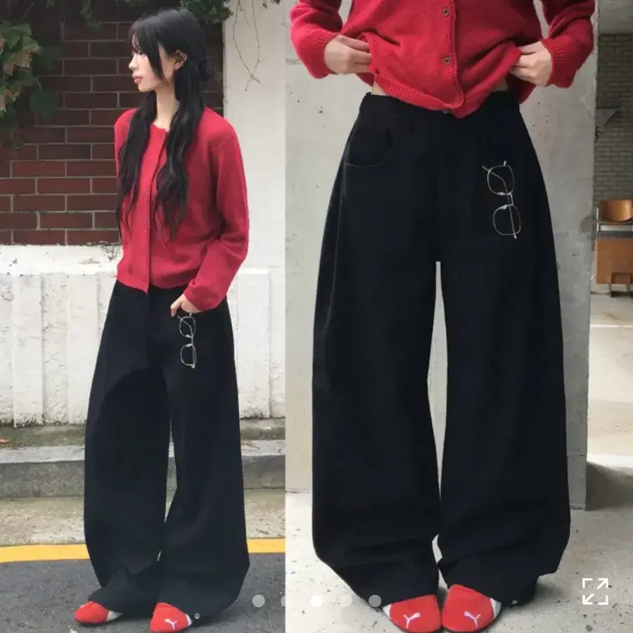 기모 와이드 블랙 벌룬핏바지