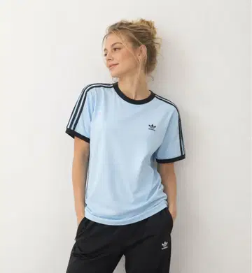 L 사이즈 adidas originals 쓰리 스트라이프 티셔츠 파랑