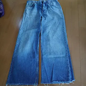 ZARA 스트레이트 데님 와이드 팬츠 컷오프 블루 42인치