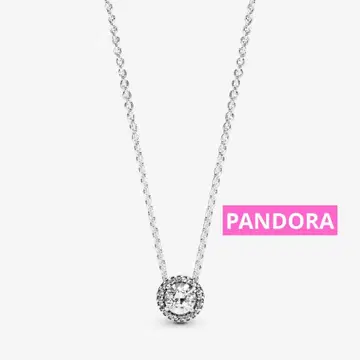PANDORA 판도라 목걸이 Round Sparkle Halo 실버
