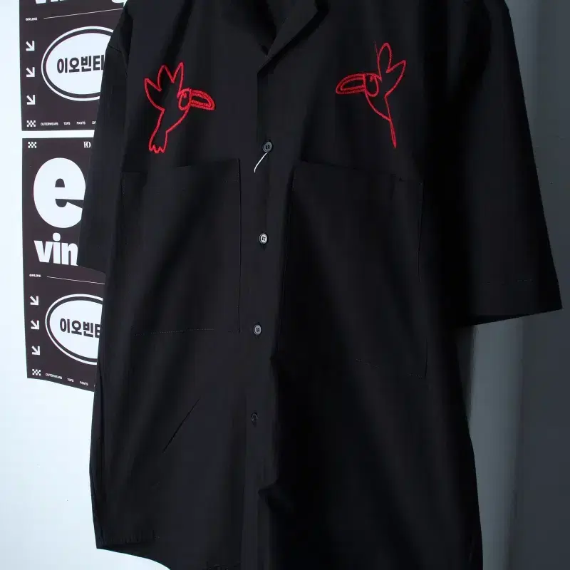 (L-XL) 시그니처 반팔 카라 티셔츠 새상품 셔츠 남방-H35400