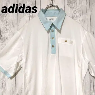 adidas 아디다스 골프 셔츠 피케 셔츠 자수 로고 XL 화이트