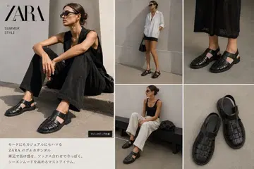 [새상품급] ZARA 자라 구르카 샌들 35 블랙 에나멜 케이지 샌들 22.5