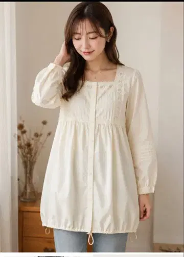 택 포함 새상품 NEAT 레이스 블라우스 화이트 긴팔