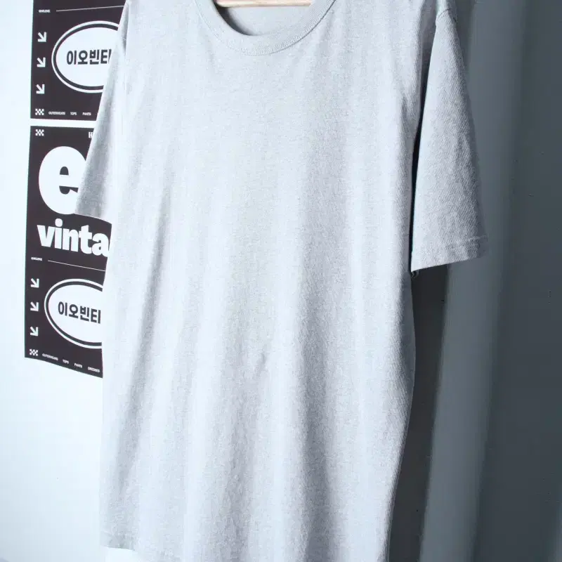 (XL-2XL) 유니클로 반팔 티셔츠 U라인 멜란지 그레이-H35428