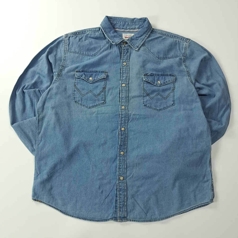 CA132 XL 랭글러 웨스턴 블루인디고슬레이트 데님 셔츠 남방