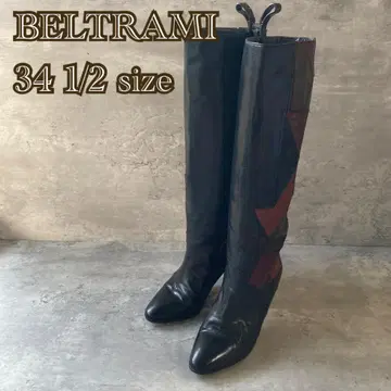 BELTRAMI(34.5) 롱 부츠/블랙/가죽/웨스턴/개성적