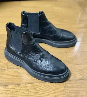 천연 가죽 청키 밑창 사이드 고어 부츠 40 27cm 블랙 ZARA