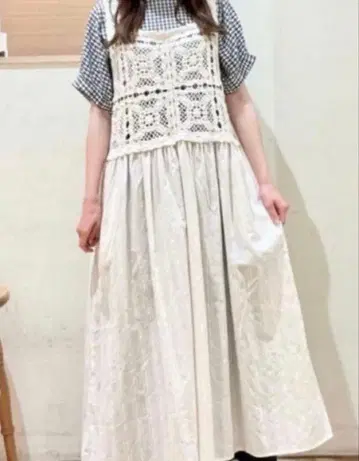 사만사 모스모스 크로셰 뜨개질풍 뷔스티에 원피스