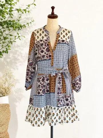 ZARA 패치워크 패턴 코튼 튜닉 M