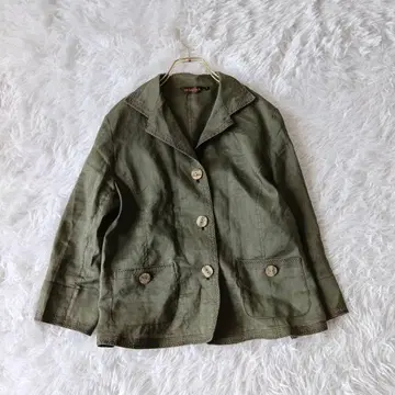 VEVELKA 린넨 100% 테일러드 자켓 9 카키