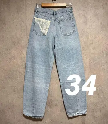 ZARA 데미지 가공 배기 레이스 데님 팬츠 데님 34