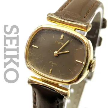 가동품 SEIKO 여성용 수동 와인딩 블랙 다이얼 골드 핸즈 얇은 타입 빈티지