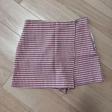 ZARA 숏팬츠 깅엄 체크 랩 숏팬츠 핑크