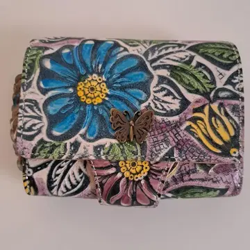 새상품급 ANNA SUI 안나수이 접이식 지갑 꽃무늬 나비 모티브