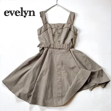 evelyn 에블린 체크 무늬 슬리브리스 미니 플레어 벨트