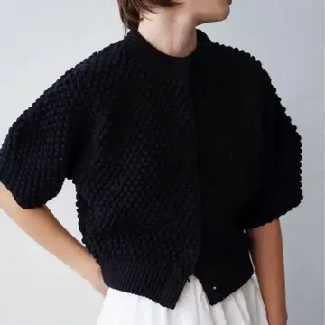 CLANE 3D DOT HALF SLEEVE KNIT CARDIGAN