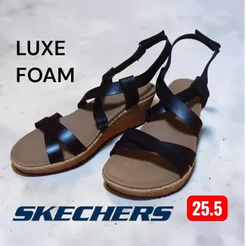 새상품급 스케쳐스 웨지솔 샌들 블랙 LUXE FOAM 25.5