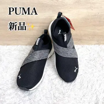 새상품 PUMA 푸마 슬립온 글리터 스니커즈 23.5cm 블랙