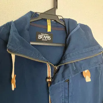 BEAMS 남성용 후드 부착 블루종 네이비