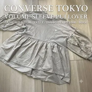 CONVERSE TOKYO 볼륨 슬리브 풀오버 베이지