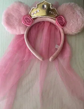 디즈니 머리띠 오로라 공주 핑크 티아라 베일