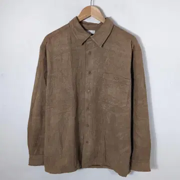 구제 의류 90s 아파트9 스웨이드 셔츠 XL 브라운 긴팔 빅 페이크